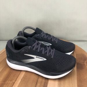 Brooks Ghost 16 Womens Running Shoes Black Grey Lightweight Size 9 Wide D